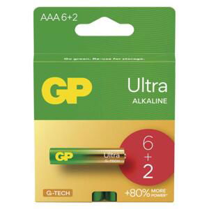 Alkalické baterie GP Ultra - AAA, LR03, 1,5V, 6+2 ks