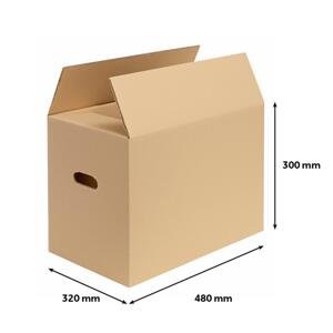 Klopová krabice stěhovací, s vyseknutými otvory pro ruce -  493 x 333 x 325 mm, 1 ks