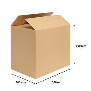 Klopová krabice stěhovací, s vyseknutými otvory pro ruce - 593 x 393 x 325 mm, 1 ks