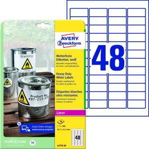 Avery Zweckform Samolepicí etikety velmi odolné polyesterové - bílé, 45,7 x 21,2 mm, 960 ks