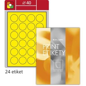 Samolepicí kulaté etikety SK Label - fluorescentní žluté, průměr 40 mm, 2400 ks