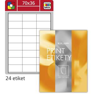 Samolepicí barevné etikety SK Label - mix barev, 70 x 36 mm, 2400 ks