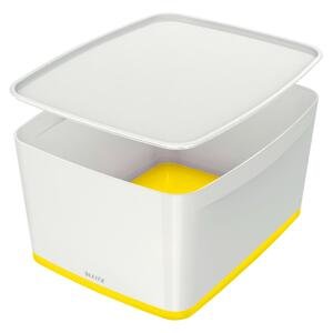 Úložný box s víkem Leitz MyBox, vel. L bílá/žlutá