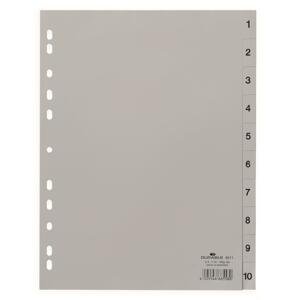 Plastový rozlišovač Durable - A4, šedý, 1-10