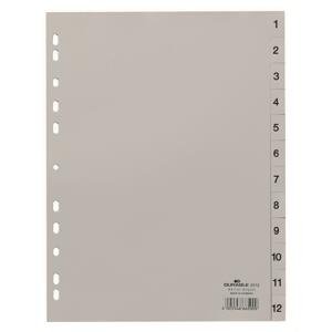 Plastový rozlišovač Durable - A4, šedý, 1-12