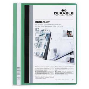 Plastový rychlovazač Durable - A4, s kapsou, zelené, 1 ks