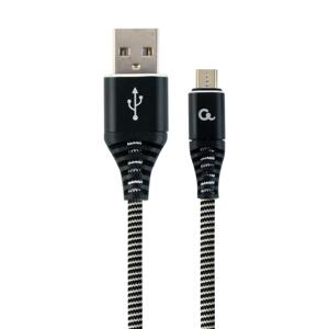 Gembird Datový kabel Gembird USB 2.0 - AM na MicroUSB (AM/BM), 1m, opletený, černo-bílý, blister, PREMIUM QU