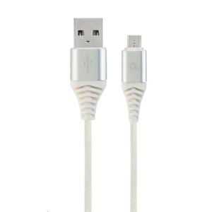 Gembird GDatový kabel Gembird USB 2.0 - AM na MicroUSB (AM/BM), 1m, opletený, bílo-stříbrný, blister, PREMIU