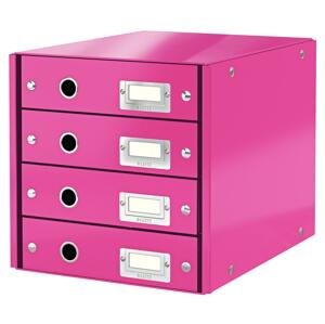 Zásuvkový box Leitz Click&Store WOW WOW - 4 zásuvky, růžová