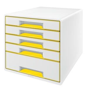 Zásuvkový box LEITZ WOW WOW - A4+,plastový, bílý se žlutými prvky
