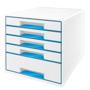 Zásuvkový box LEITZ WOW WOW - A4+,plastový, bílý s modrými prvky