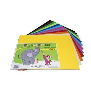 Stepa Kreslicí karton A3 - barevný, 180g/m2, 60 listů, 12 barev