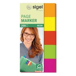 Samolepicí záložky Sigel -50 x 20 mm, mix neonových barev