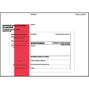 Krkonošské obálky Doručenka B6 červený pruh propisovací,1000 ks