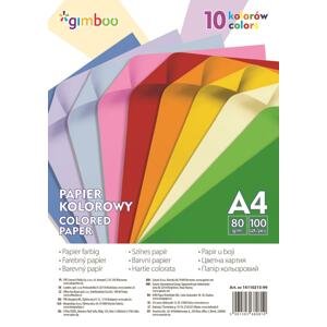 Gimboo Barevné papíry Gimboo A4 - složka 100 listů, 10 neonových barev