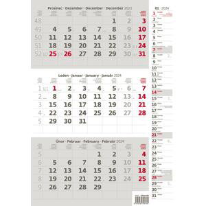 Tříměsíční kalendář 2023 - poznámkový, šedý
