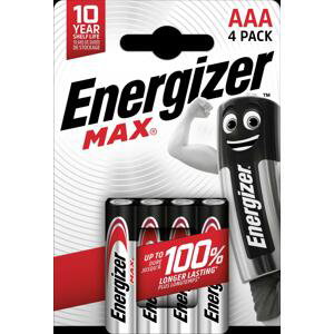 Alkalické baterie Energizer Max - 1,5 V, typ AAA, 4 ks