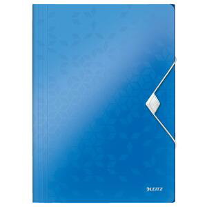 Desky na dokumenty s chlopněmi a gumičkou LEITZ WOW - A4, plastové, metalicky modré