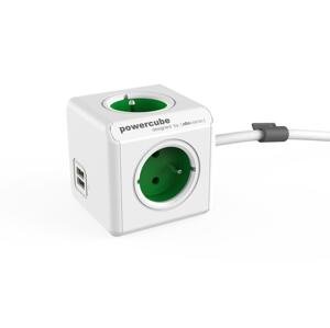 Přívod prodlužovací PowerCube Extended s USB, zelený