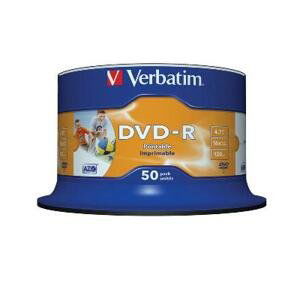 Disky DVD-R Verbatim Printable - potisknutelné, cake box, 50 ks