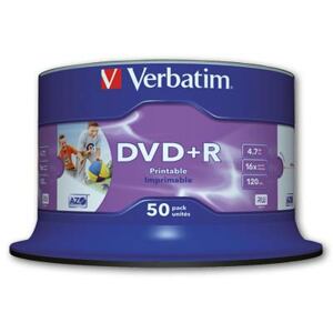 Disky DVD+R Verbatim Printable - potisknutelné, cake box, 50 ks