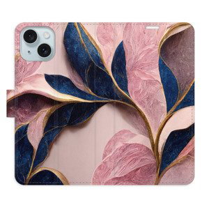 Flipové pouzdro iSaprio - Pink Leaves - iPhone 15