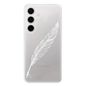 Odolné silikonové pouzdro iSaprio - Writing By Feather - white - Samsung Galaxy S24