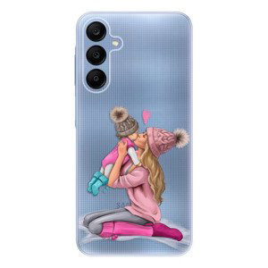 Odolné silikonové pouzdro iSaprio - Kissing Mom - Blond and Girl - Samsung Galaxy A25 5G