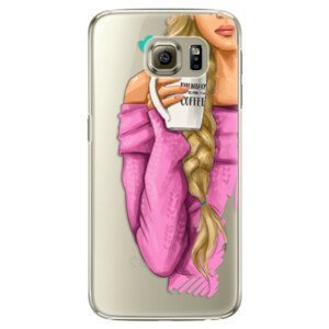 Plastové pouzdro iSaprio - My Coffe and Blond Girl - Samsung Galaxy S6 Edge