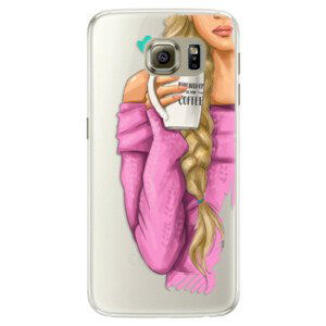 Silikonové pouzdro iSaprio - My Coffe and Blond Girl - Samsung Galaxy S6 Edge