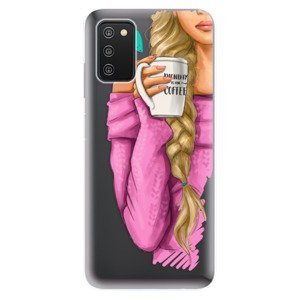 Odolné silikonové pouzdro iSaprio - My Coffe and Blond Girl - Samsung Galaxy A03s