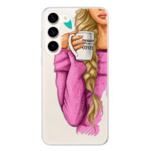 Odolné silikonové pouzdro iSaprio - My Coffe and Blond Girl - Samsung Galaxy S23+ 5G