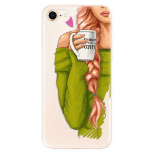 Odolné silikonové pouzdro iSaprio - My Coffe and Redhead Girl - iPhone 8