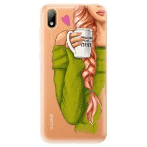 Odolné silikonové pouzdro iSaprio - My Coffe and Redhead Girl - Huawei Y5 2019