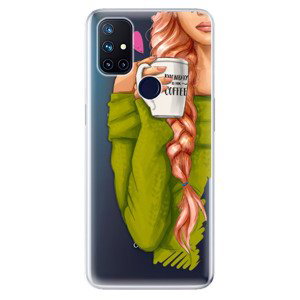 Odolné silikonové pouzdro iSaprio - My Coffe and Redhead Girl - OnePlus Nord N10 5G