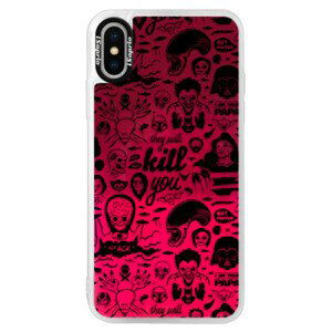 Neonové pouzdro Pink iSaprio - Comics 01 - black - iPhone XS