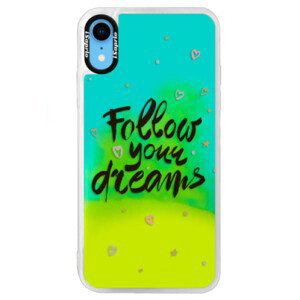 Neonové pouzdro Blue iSaprio - Follow Your Dreams - black - iPhone XR