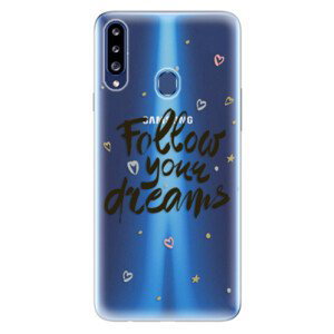 Odolné silikonové pouzdro iSaprio - Follow Your Dreams - black - Samsung Galaxy A20s