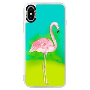 Neonové pouzdro Blue iSaprio - Flamingo 01 - iPhone XS
