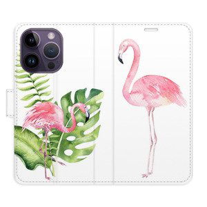Flipové pouzdro iSaprio - Flamingos - iPhone 14 Pro