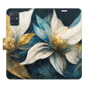 Flipové pouzdro iSaprio - Gold Flowers - Samsung Galaxy A51