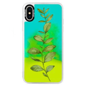 Neonové pouzdro Blue iSaprio - Green Plant 01 - iPhone XS