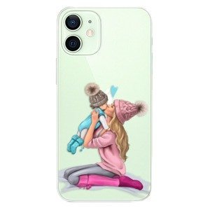 Plastové pouzdro iSaprio - Kissing Mom - Blond and Boy - iPhone 12 mini