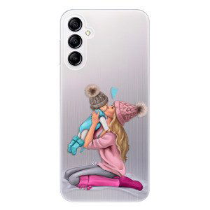 Odolné silikonové pouzdro iSaprio - Kissing Mom - Blond and Boy - Samsung Galaxy A14 / A14 5G
