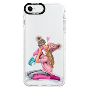 Silikonové pouzdro Bumper iSaprio - Kissing Mom - Blond and Girl - iPhone SE 2020