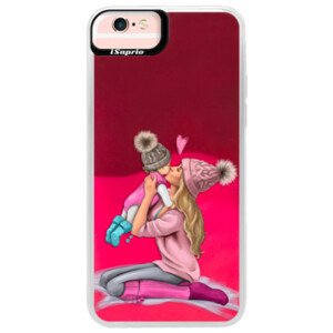 Neonové pouzdro Pink iSaprio - Kissing Mom - Blond and Girl - iPhone 6 Plus/6S Plus