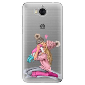 Odolné silikonové pouzdro iSaprio - Kissing Mom - Blond and Girl - Huawei Y5 2017 / Y6 2017