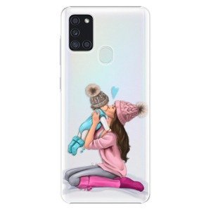 Plastové pouzdro iSaprio - Kissing Mom - Brunette and Boy - Samsung Galaxy A21s