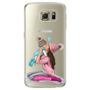 Plastové pouzdro iSaprio - Kissing Mom - Brunette and Boy - Samsung Galaxy S6