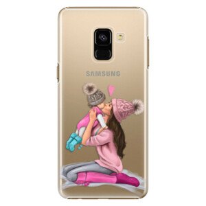 Plastové pouzdro iSaprio - Kissing Mom - Brunette and Girl - Samsung Galaxy A8 2018